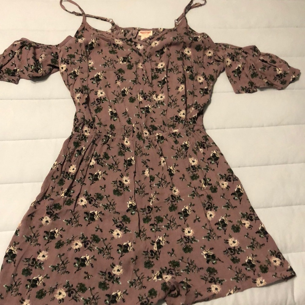 Lavender floral romper - straps & off the shoulder